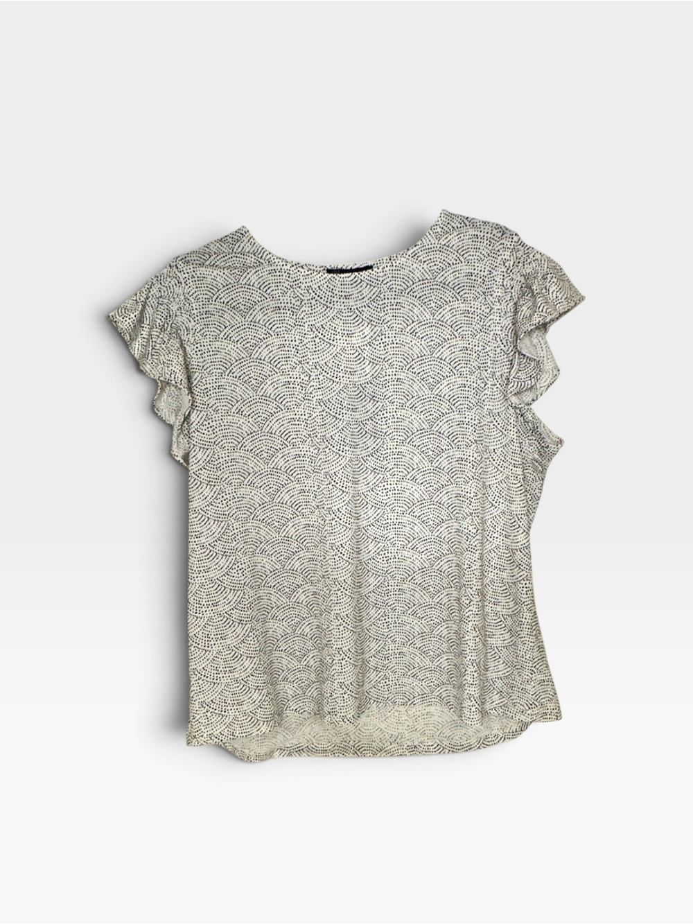 Adrianna Papell Cream Blouse with Black Wave Print